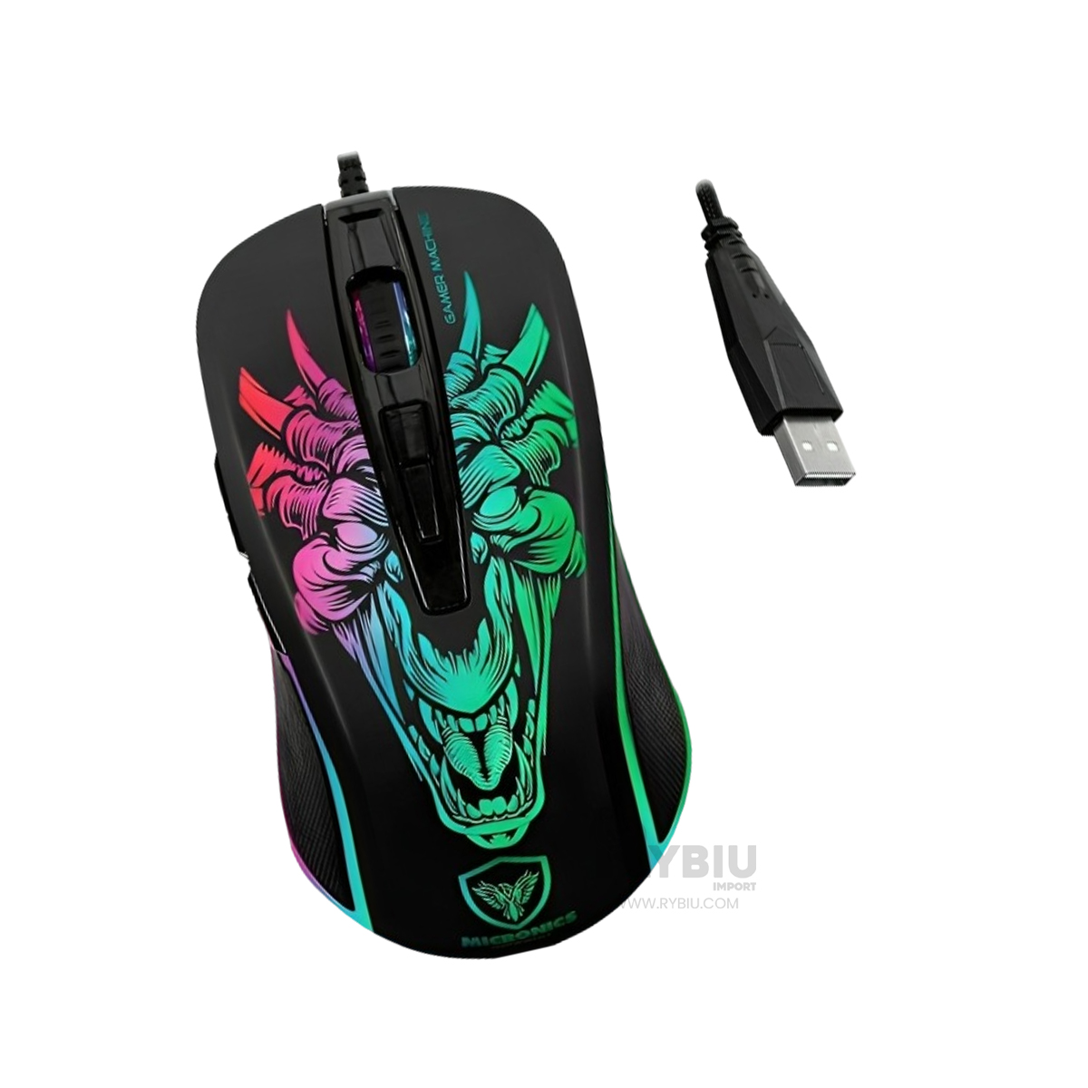 MOUSE RYBIU ECONOMICO M816 EN COLOR NEGRO + PAPEL REGALO - 2