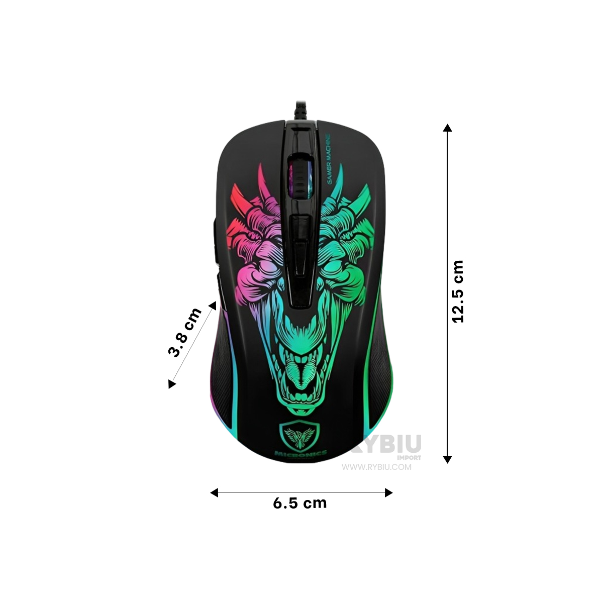 MOUSE RYBIU ECONOMICO M816 EN COLOR NEGRO + PAPEL REGALO - 5