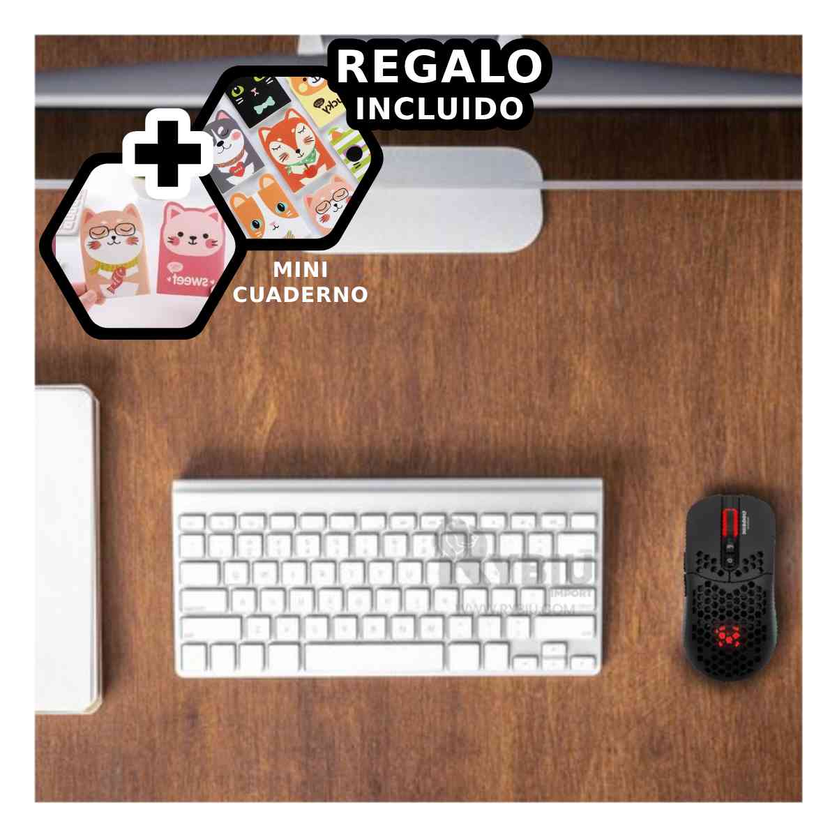 MOUSE GAMER INALÁMBRICO RYBIU GM828RX NEGRO RATON EFICAZ LARGAS SESIONES + REGALO AGENDITA - 1