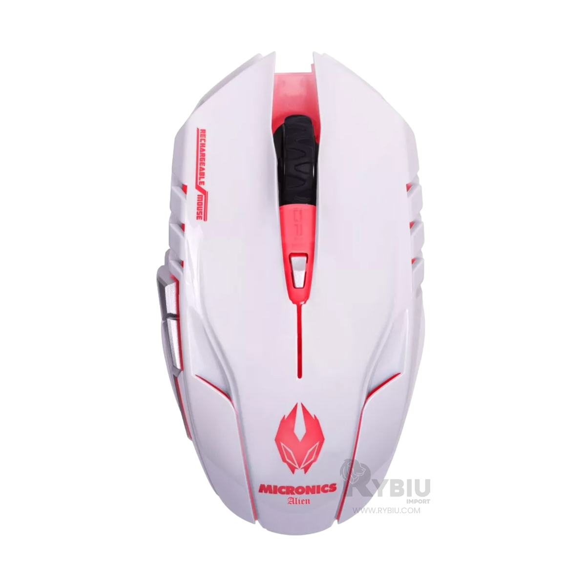 MOUSE GAMER INALÁMBRICO RYBIU M834 BLANCO LED ILUMINACION ROJA + PAPEL REGALO - 2