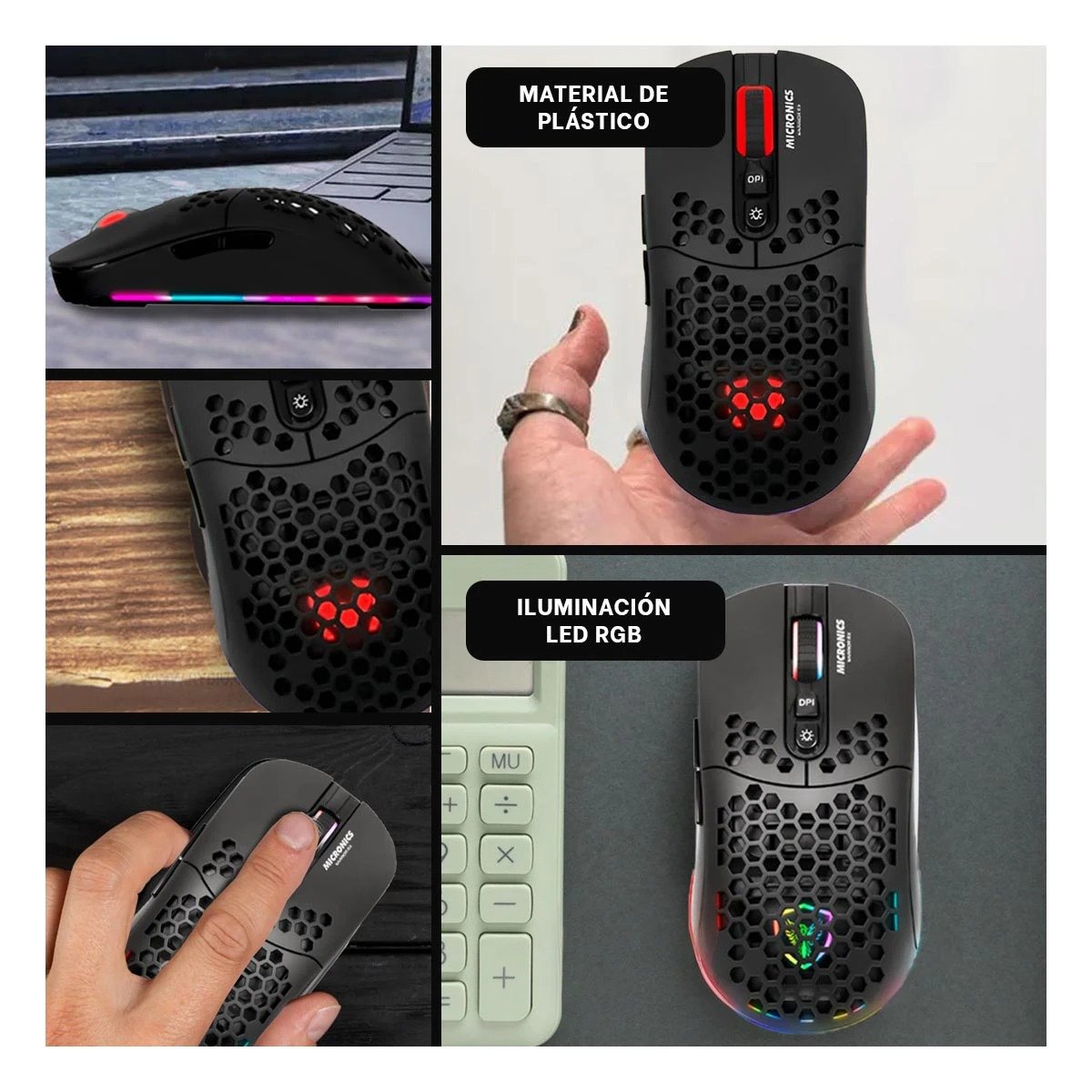 MOUSE GAMER INALÁMBRICO RYBIU GM828RX NEGRO CURSOR FUNCIONAL ORDENADOR + LIGAS REGALO - 5