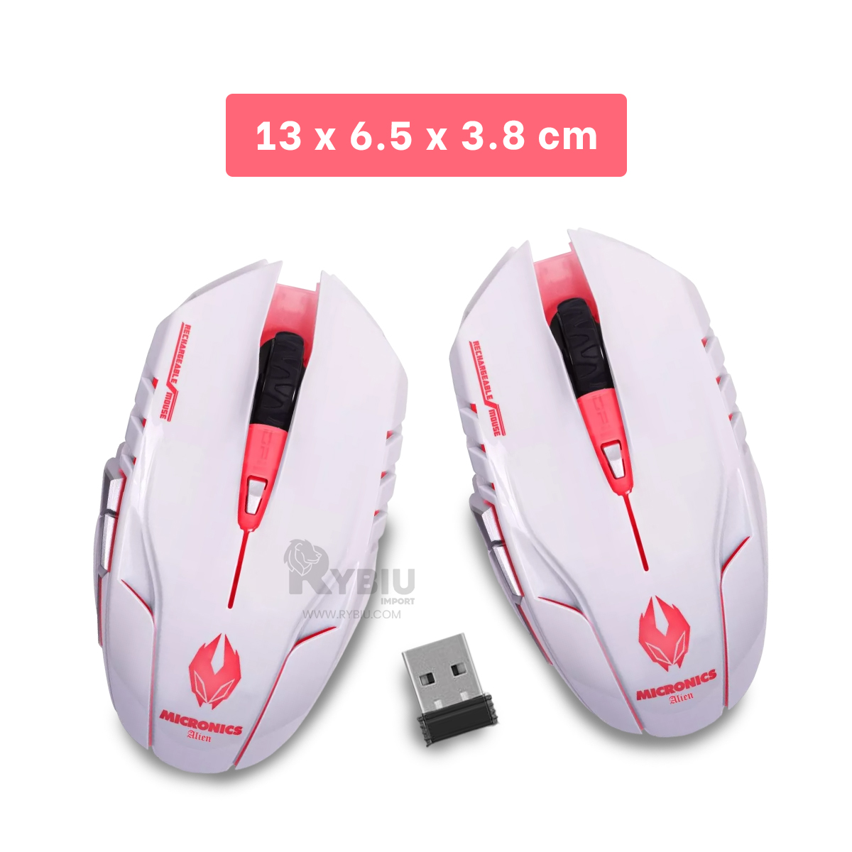 MOUSE GAMER INALÁMBRICO RYBIU M834 BLANCO RATON 6 BOTONES FUNCION + ENVOLTORIO REGALO - 5