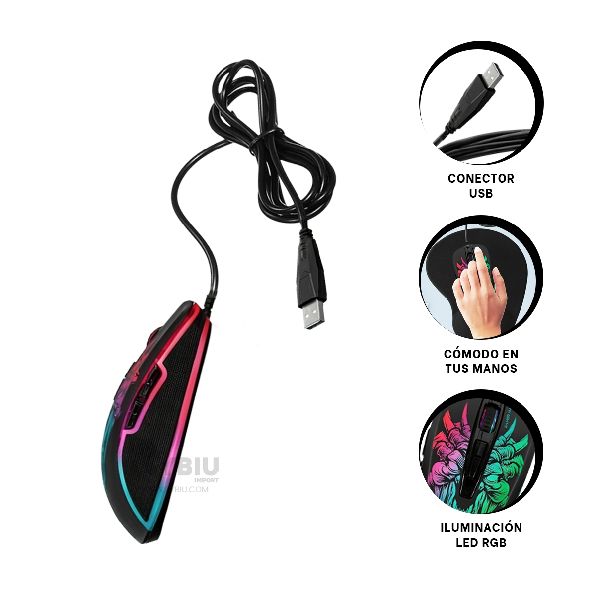 CURSOR RYBIU ORDENADOR M816 NEGRO + BANDERITAS ADHESIVAS - 3