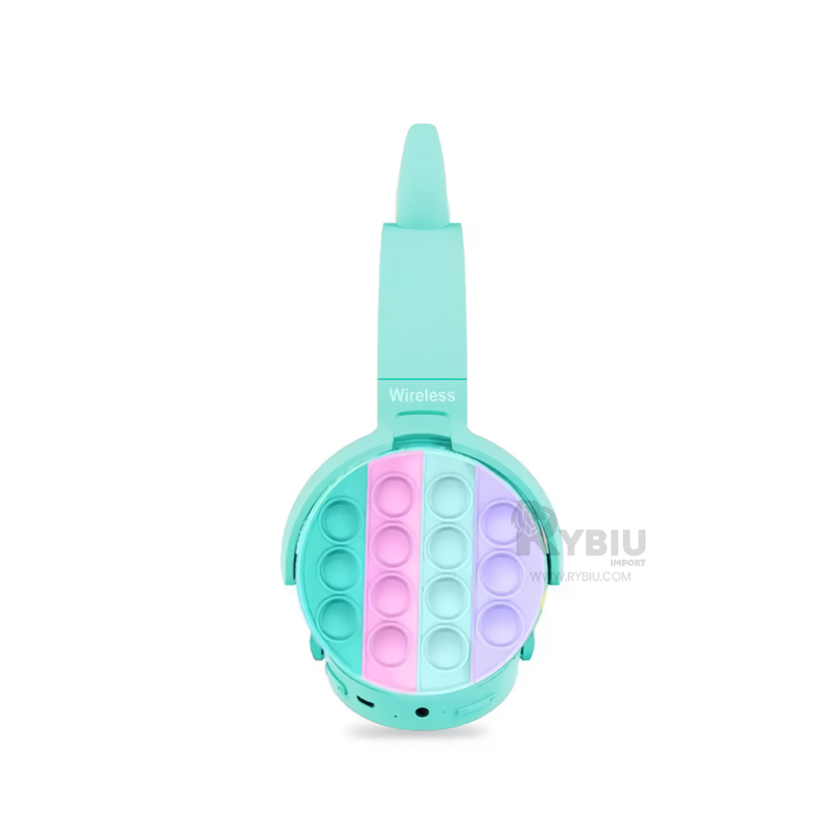 AURICULARES RYBIU INALÁMBRICO POP IT VERDE AGUA + BANDERITAS ADHESIVAS - 2