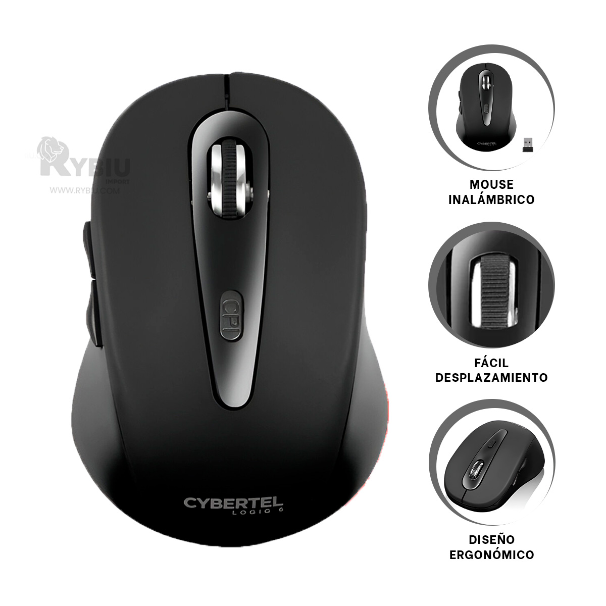PUNTERO INALÁMBRICO RYBIU ESTILIZADO Y EFICIENTE M307 NEGRO + GIFT STICKERS TE29200 - 3