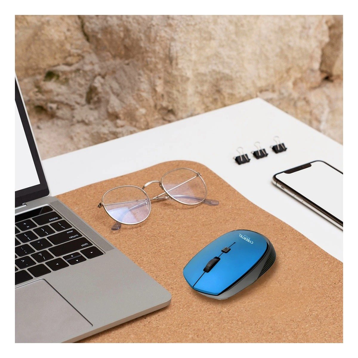 MOUSE INALÁMBRICO RYBIU IDEAL PC M312 AZUL + REGALO STICKERS - 2