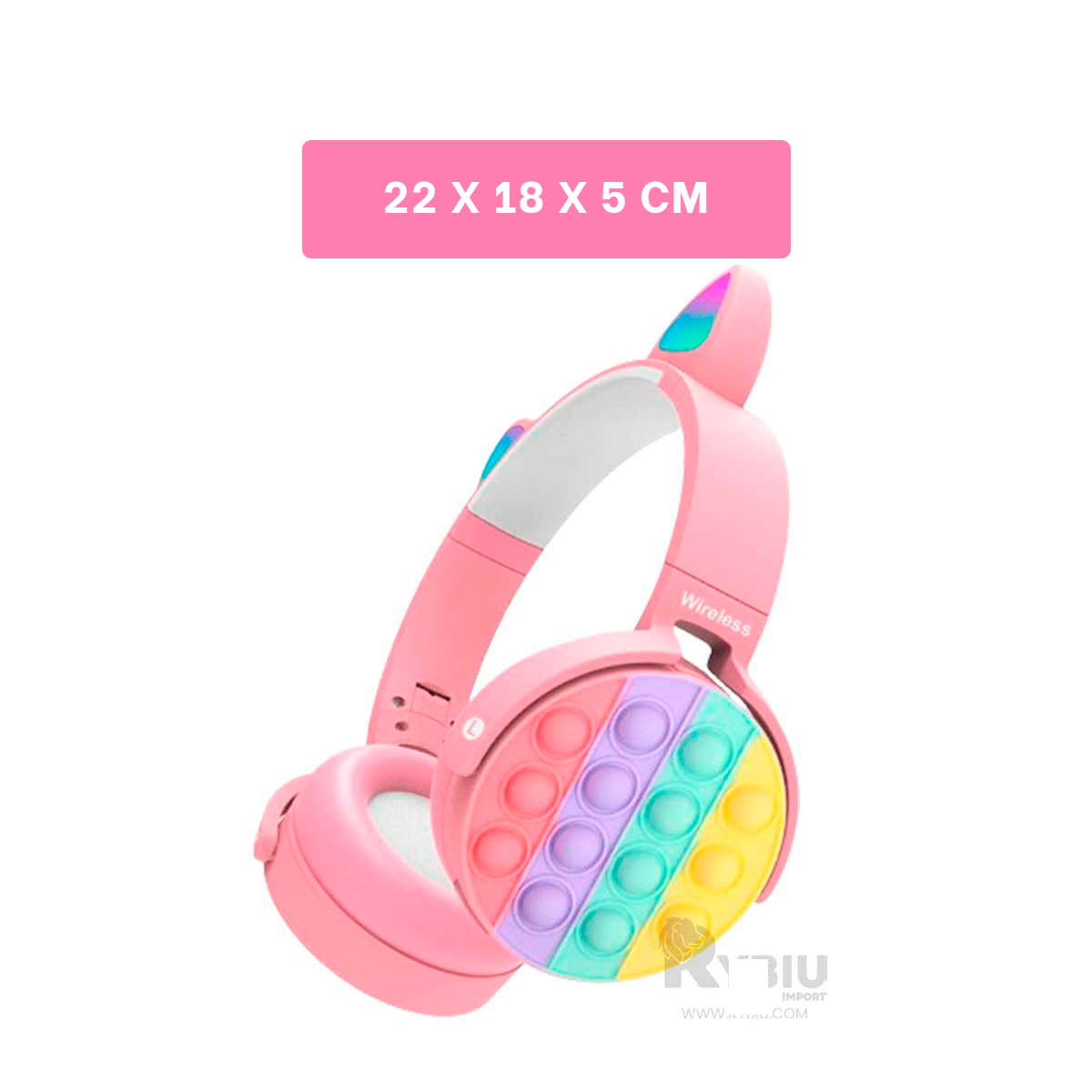 HEADPHONES RYBIU INALÁMBRICO OREJUELAS GATUNAS ROSADO + GIFT MINIAGENDA - 5