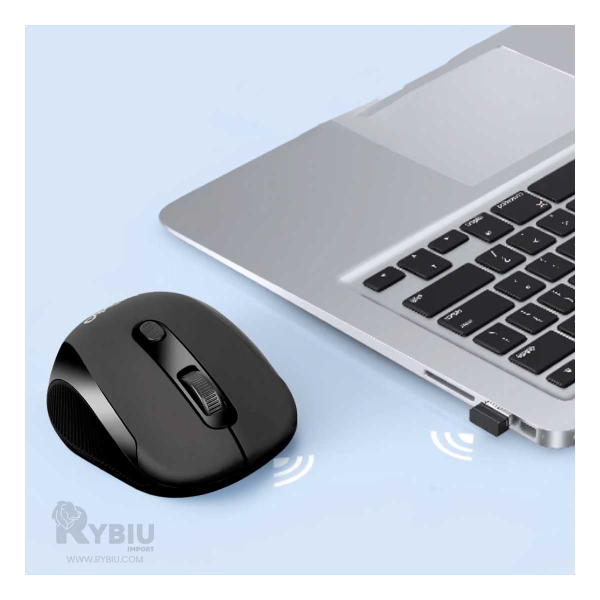 MOUSE INALÁMBRICO RYBIU MODERNO Y DINAMICO M207 NEGRO + PAPEL REGALO - 1