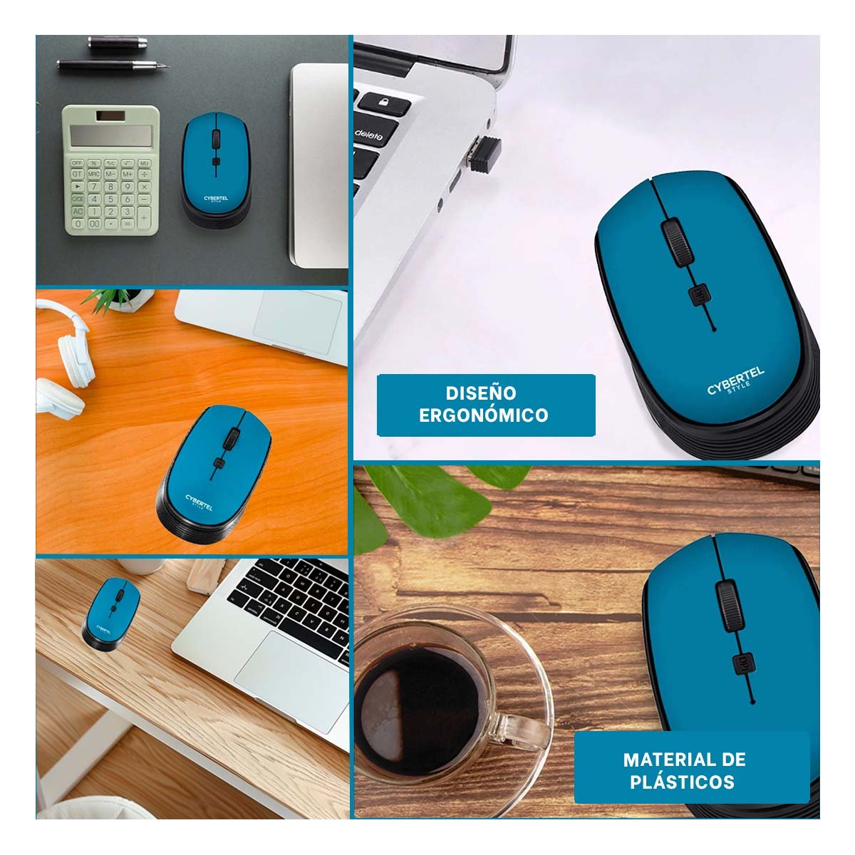 MOUSE INALÁMBRICO RYBIU NAVEGACION CYB M312 STYLE EN COLOR AZUL - 5