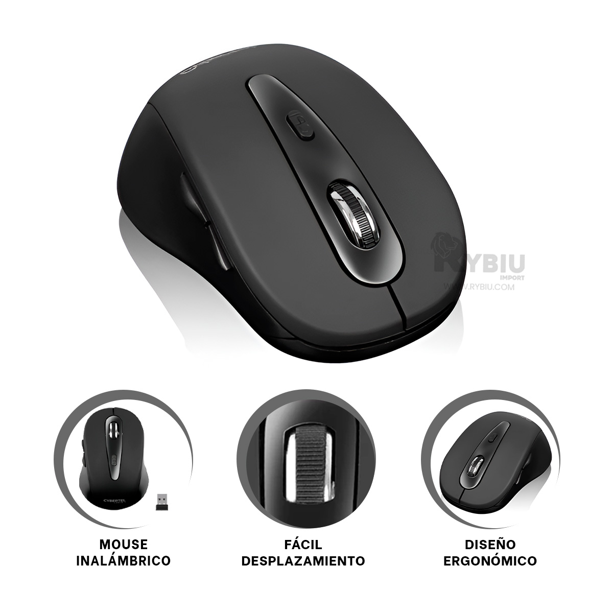 PUNTERO INALÁMBRICO RYBIU ELECTRÓNICO Y LIGERO M307 NEGRO + REGALO AGENDITA TE29200 - 3