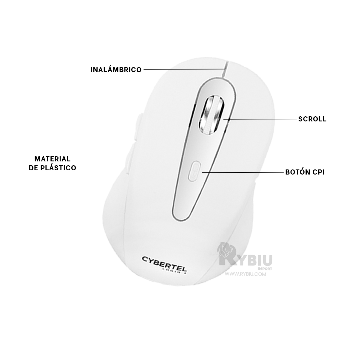 PUNTERO INALÁMBRICO RYBIU ESTILIZADO Y EFICIENTE M307 BLANCO + GIFT STICKERS - 1