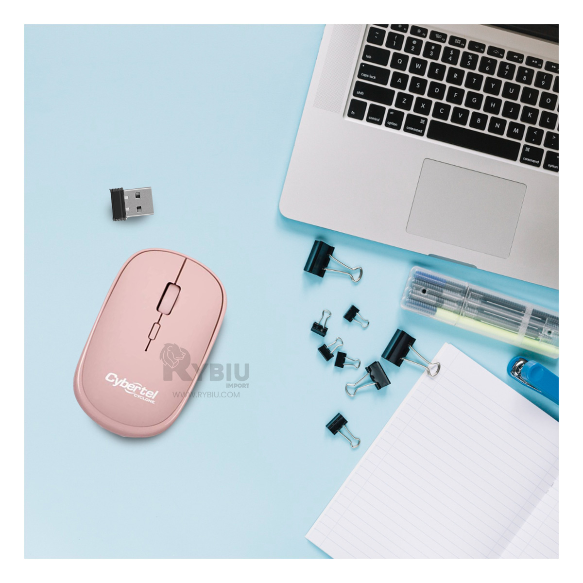 RATÓN INALÁMBRICO RYBIU PRECISO JUEGOS M500-3M ROSADO + GIFT MINIAGENDA - 3