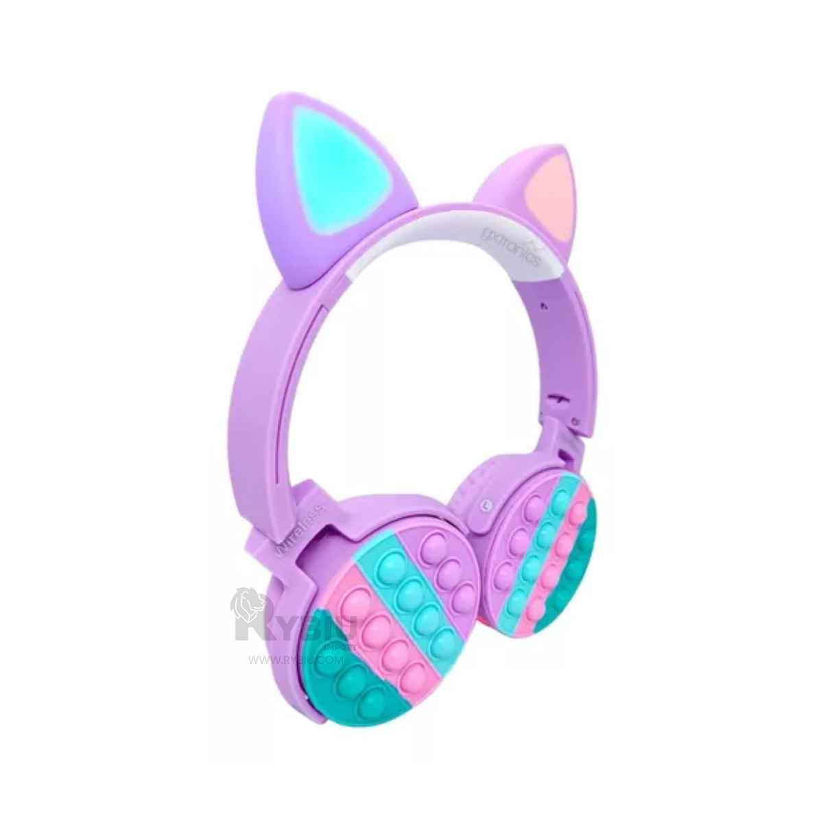 HEADPHONES RYBIU INALÁMBRICO OREJUELAS GATUNAS LILA + GIFT MINIAGENDA - 2