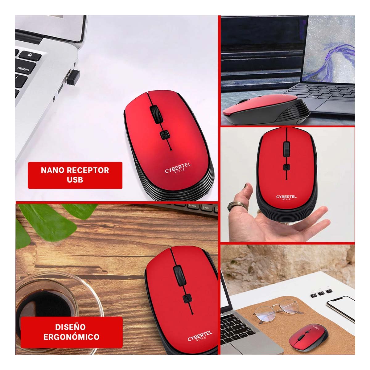 CURSOR INALÁMBRICO RYBIU FUNCIONAL GAMERS M312 ROJO + LIGAS REGALO - 5