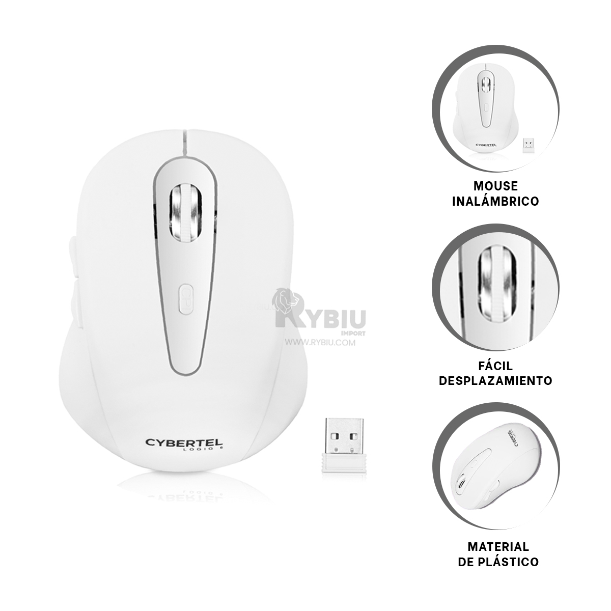 PUNTERO INALÁMBRICO RYBIU SOFISTICADO M307 EN BLANCO + ENVOLTORIO REGALO - 3