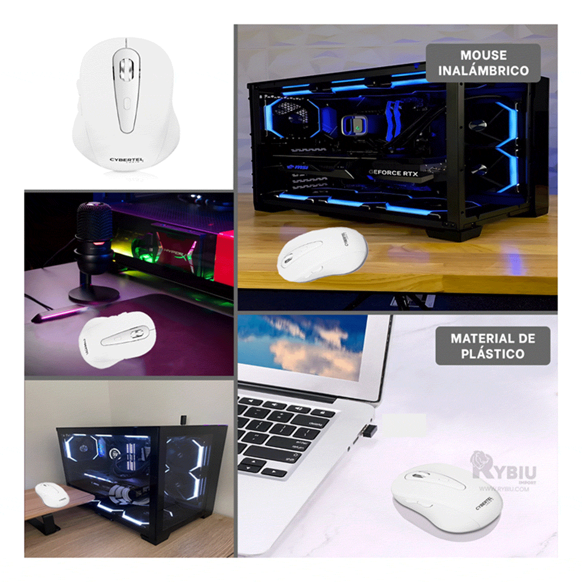 PUNTERO INALÁMBRICO RYBIU SOFISTICADO M307 EN BLANCO + ENVOLTORIO REGALO - 4