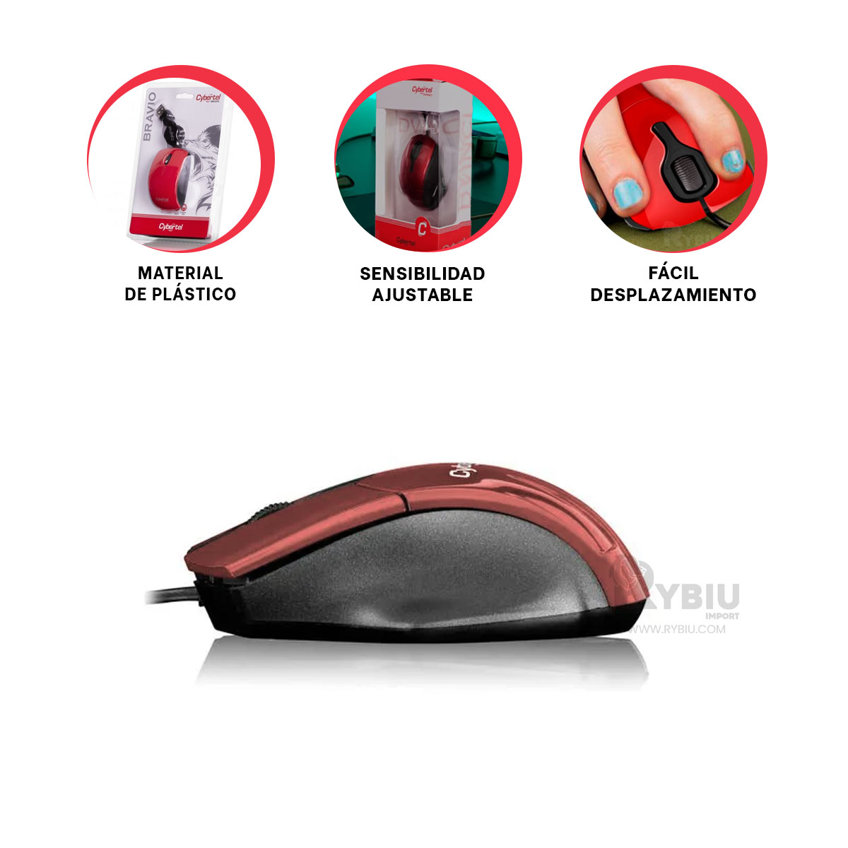 RATÓN INALÁMBRICO RYBIU CONFORTABLE EL TRABAJO M312 ROJO + GIFT STICKERS - 3