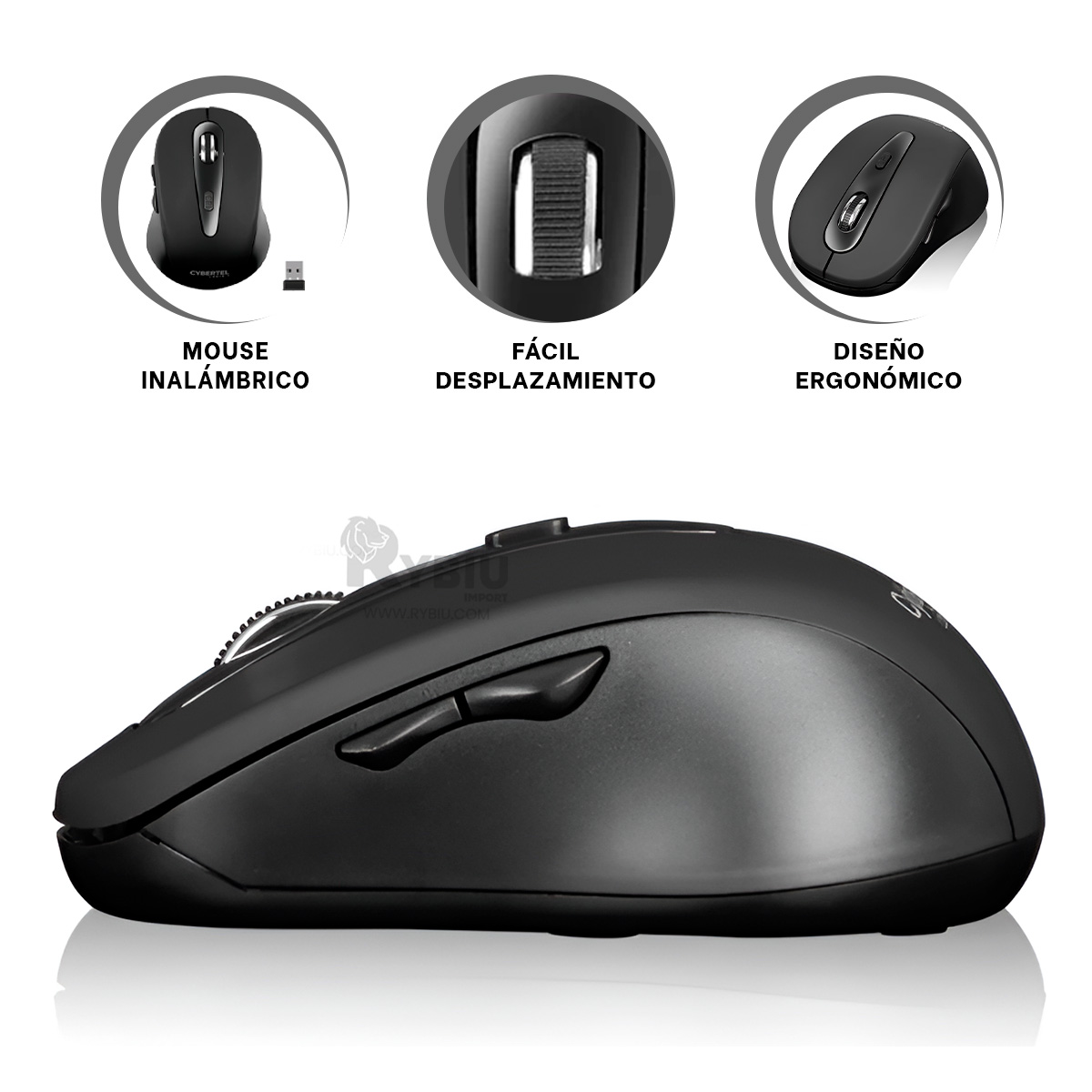 PUNTERO INALÁMBRICO RYBIU SOFISTICADO M307 EN NEGRO + ENVOLTORIO REGALO TE29200 - 3