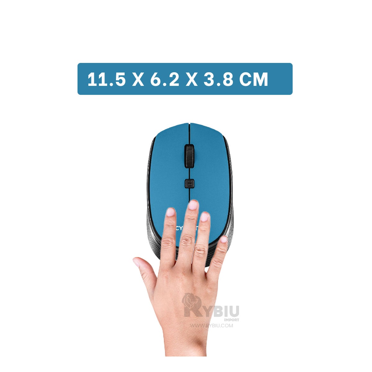 CURSOR INALÁMBRICO RYBIU MODERNO M312 AZUL + REGALO LIGAS PEINAR - 1