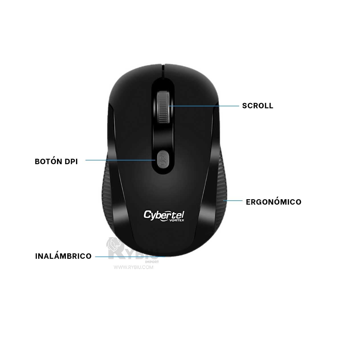 PUNTERO INALÁMBRICO RYBIU SENSIBLE PC M207 NEGRO + GIFT MINIAGENDA - 3