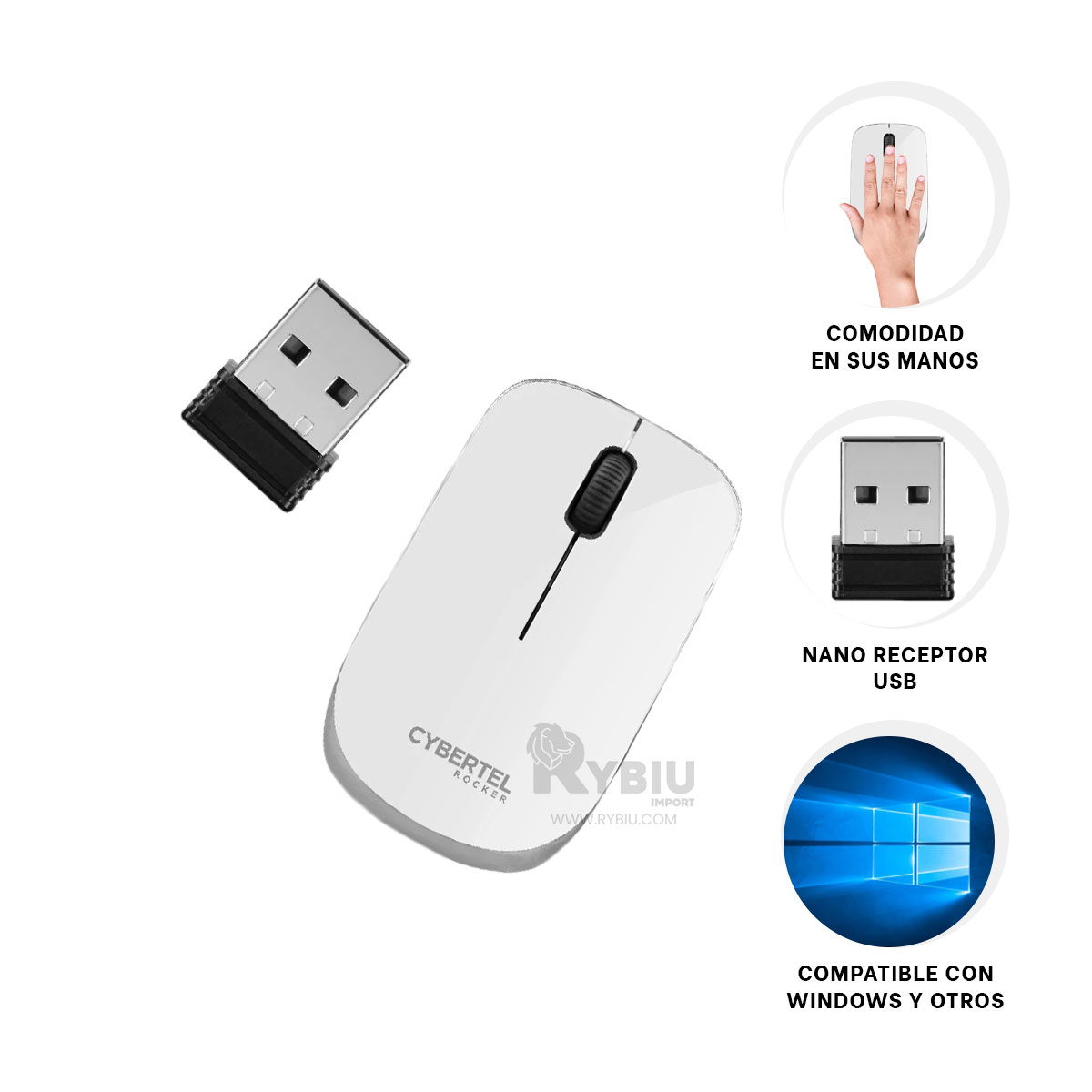 RATÓN INALÁMBRICO RYBIU PRECISO JUEGOS M302W BLANCO + GIFT MINIAGENDA - 3