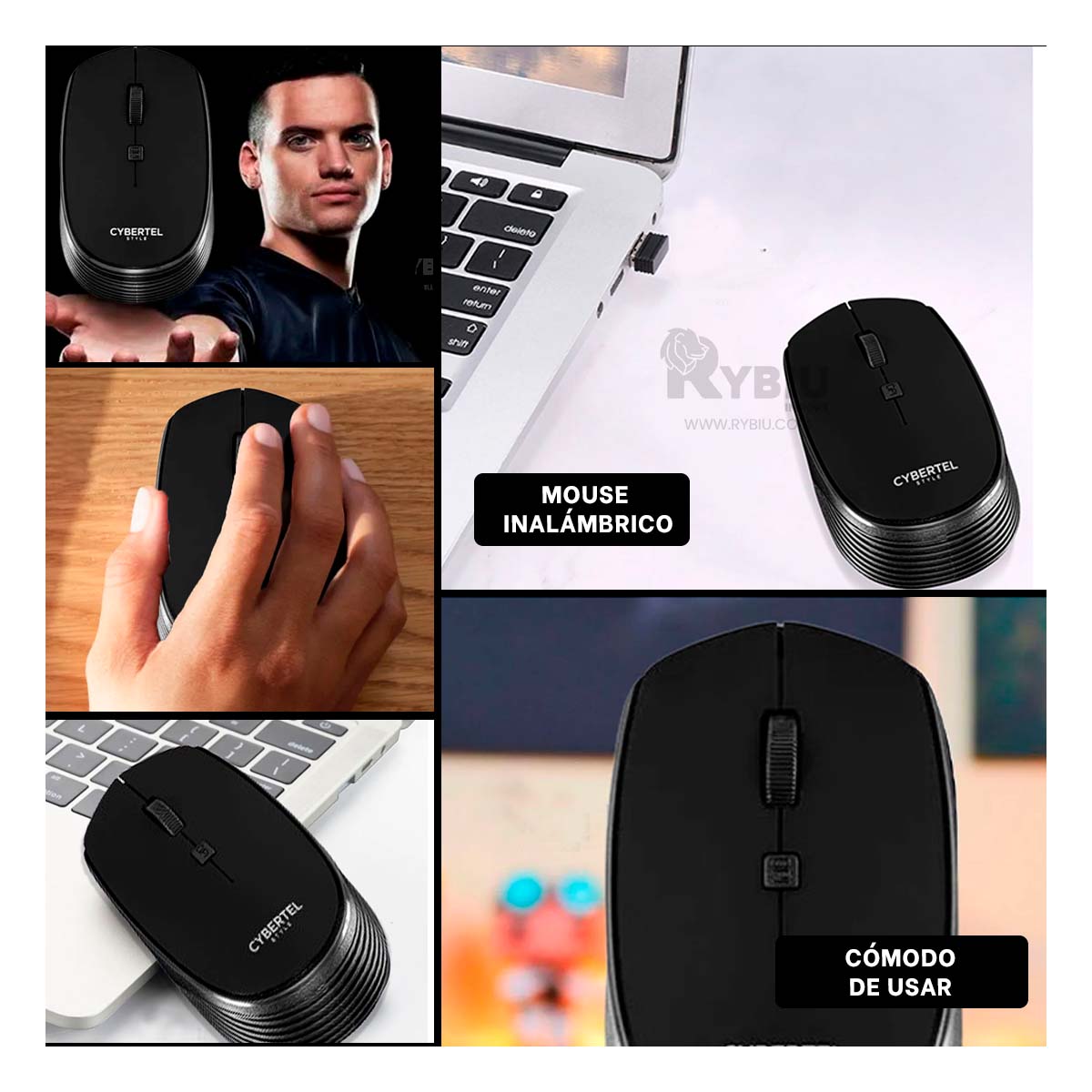 PUNTERO INALÁMBRICO RYBIU COMPACTO Y VERSÁTIL M312 NEGRO + REGALO STICKERS - 4