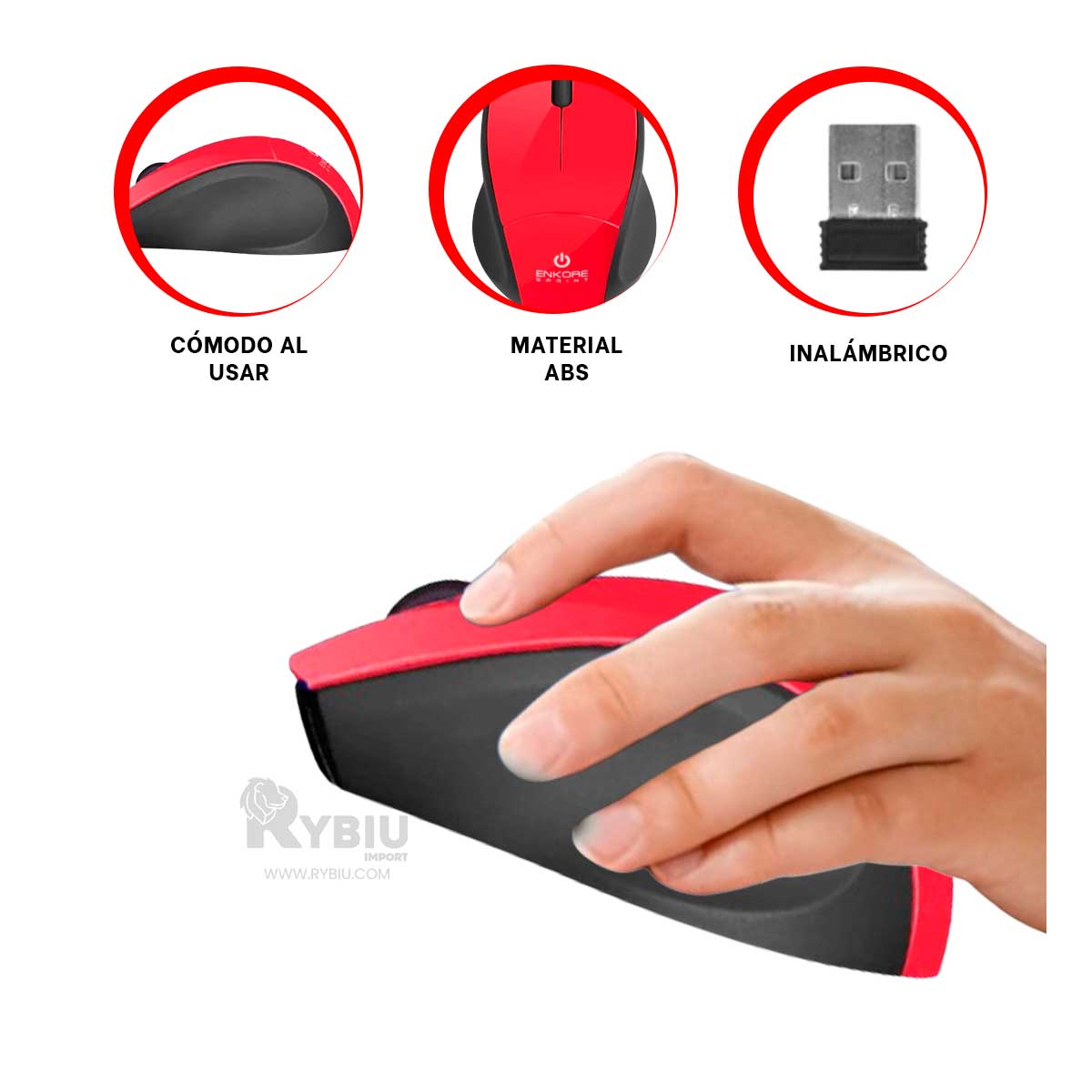 PUNTERO INALÁMBRICO RYBIU SOFISTICADO EKM200 ROJO + ENVOLTORIO REGALO - 3