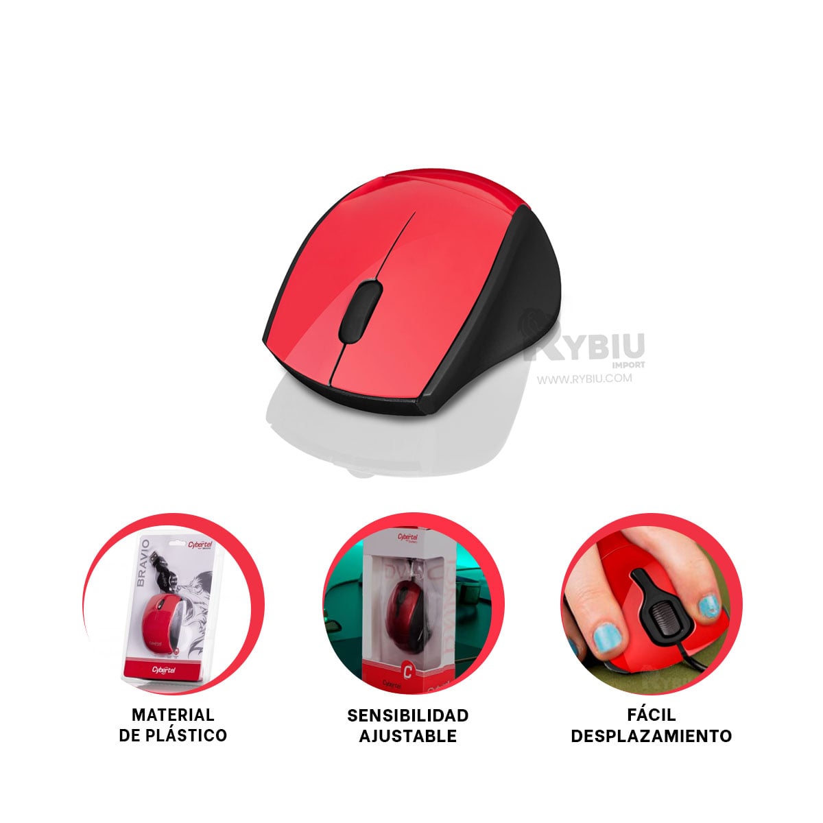 MOUSE INALÁMBRICO RYBIU EFICIENTE SETUP M312 ROJO + PAPEL REGALO - 3