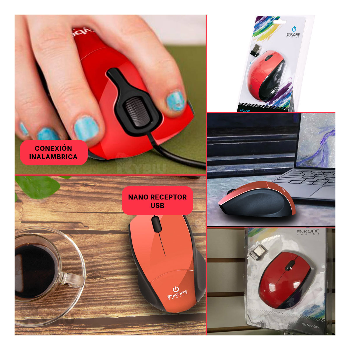 MOUSE INALÁMBRICO RYBIU EFICIENTE SETUP M312 ROJO + PAPEL REGALO - 4