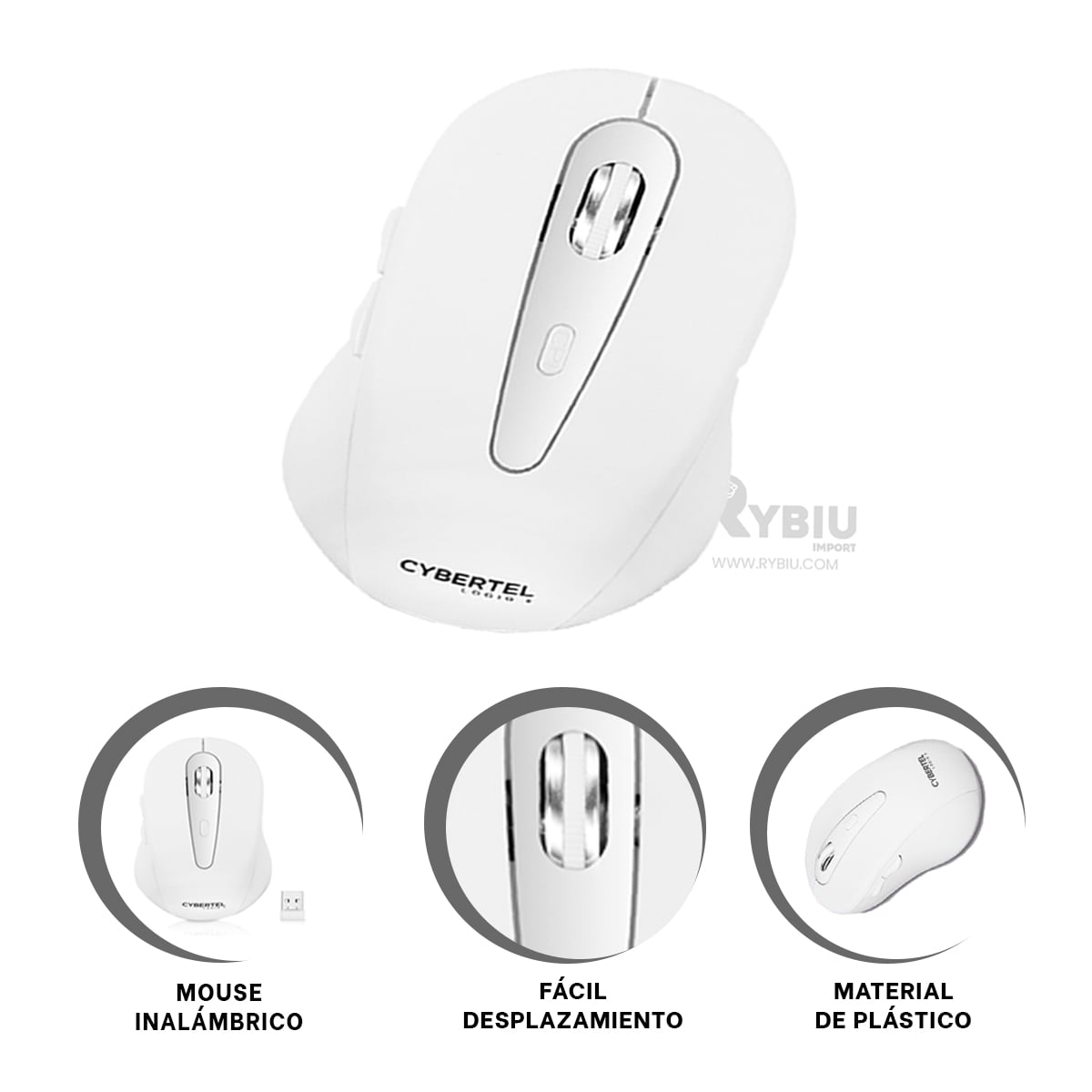 PUNTERO INALÁMBRICO RYBIU ELECTRÓNICO Y LIGERO M307 BLANCO + REGALO AGENDITA - 1