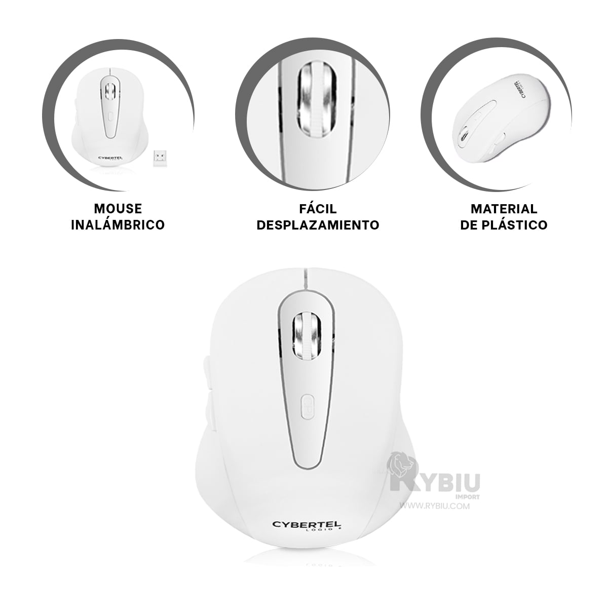 PUNTERO INALÁMBRICO RYBIU ELECTRÓNICO Y LIGERO M307 BLANCO + REGALO AGENDITA - 3