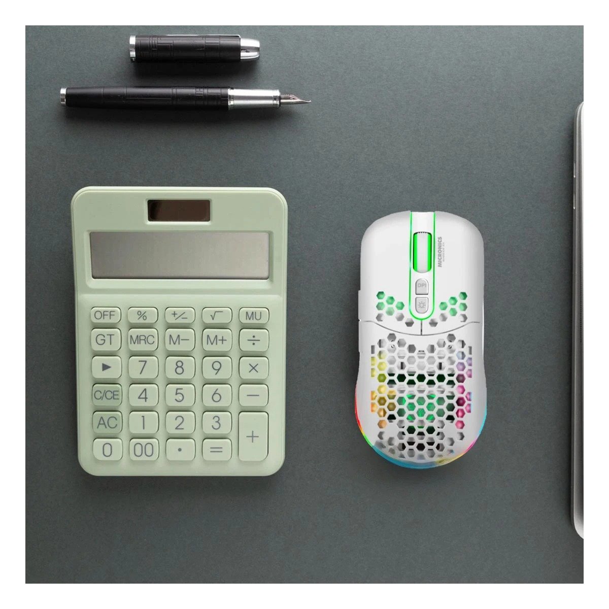 MOUSE GAMER INALÁMBRICO RYBIU GM828RX BLANCO DISEÑO LIGERO + PAPEL REGALO - 1