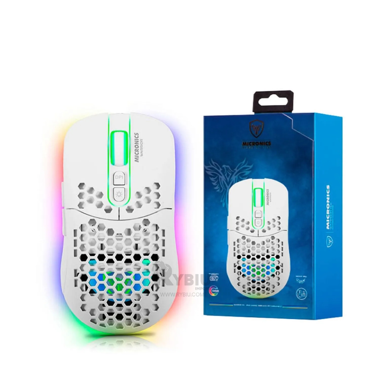 MOUSE GAMER INALÁMBRICO RYBIU GM828RX BLANCO CURSOR ORDENADOR DINAMICO + BANDERITAS ADHESIVAS - 2