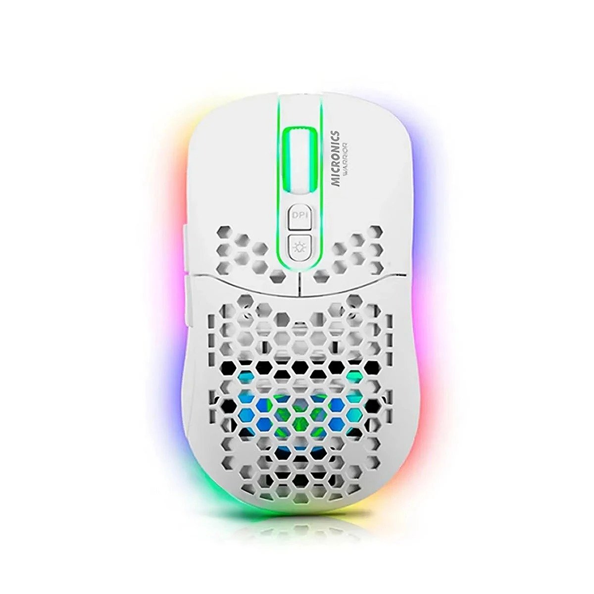 MOUSE GAMER INALÁMBRICO RYBIU GM828RX BLANCO MODERNO LUCES + REGALO STICKERS - 3