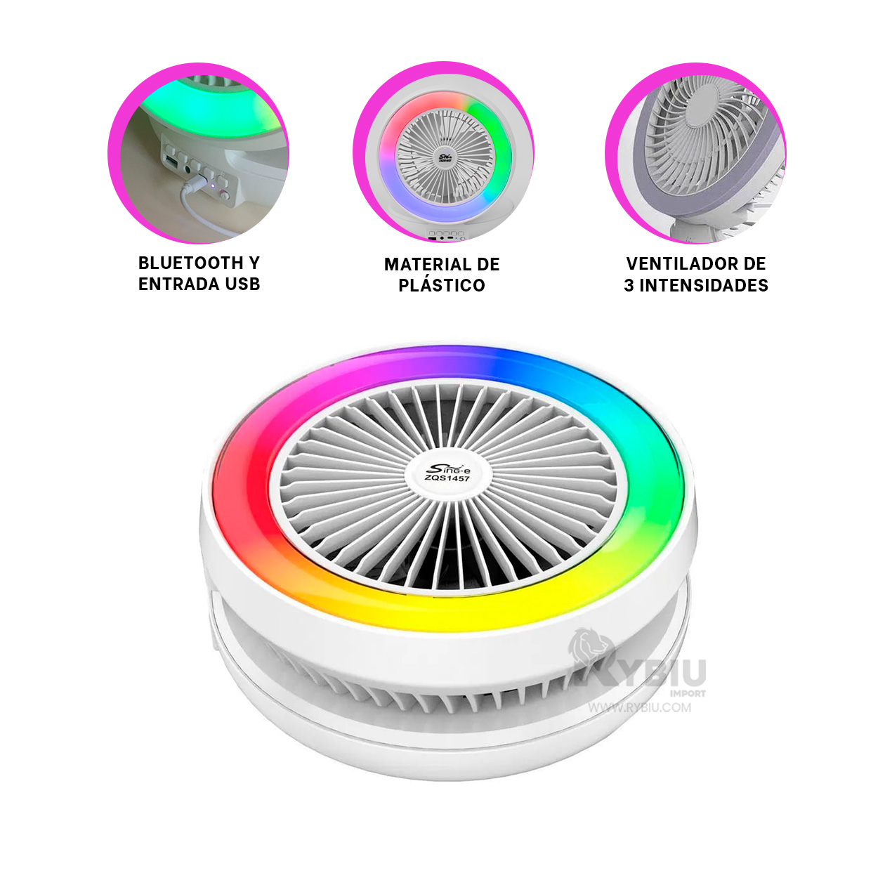 PARLANTE PORTATIL RYBIU TE29439 PRACTICO COLOR BLANCO + PAPEL REGALO - 3