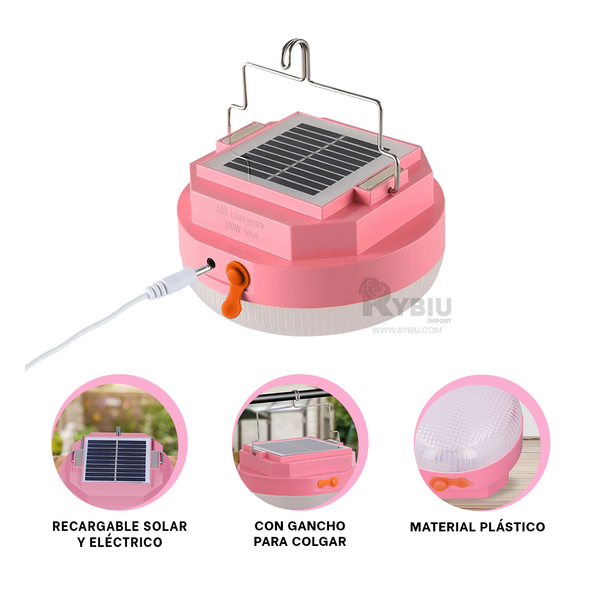 LAMPARITA RYBIU TE29438 ROSADO MODERNDA +BANDERITAS ADHESIVAS - 3