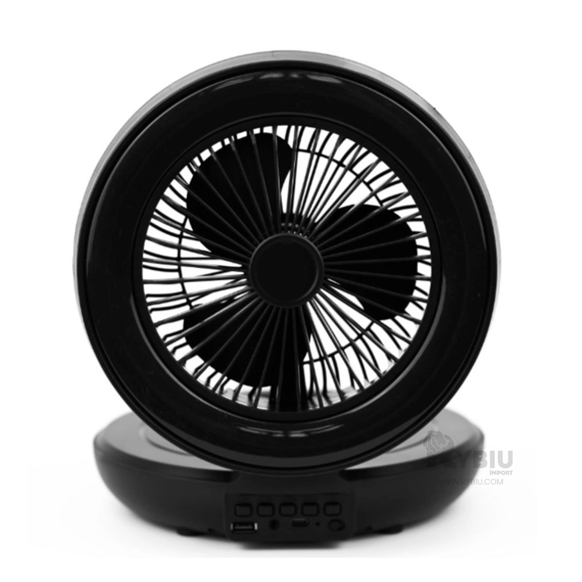 PARLANTE VENTILADOR PORTATIL RYBIU TE29439 BOCINA COMPACTA COLOR NEGRO + BANDERITAS ADHESIVAS - 2