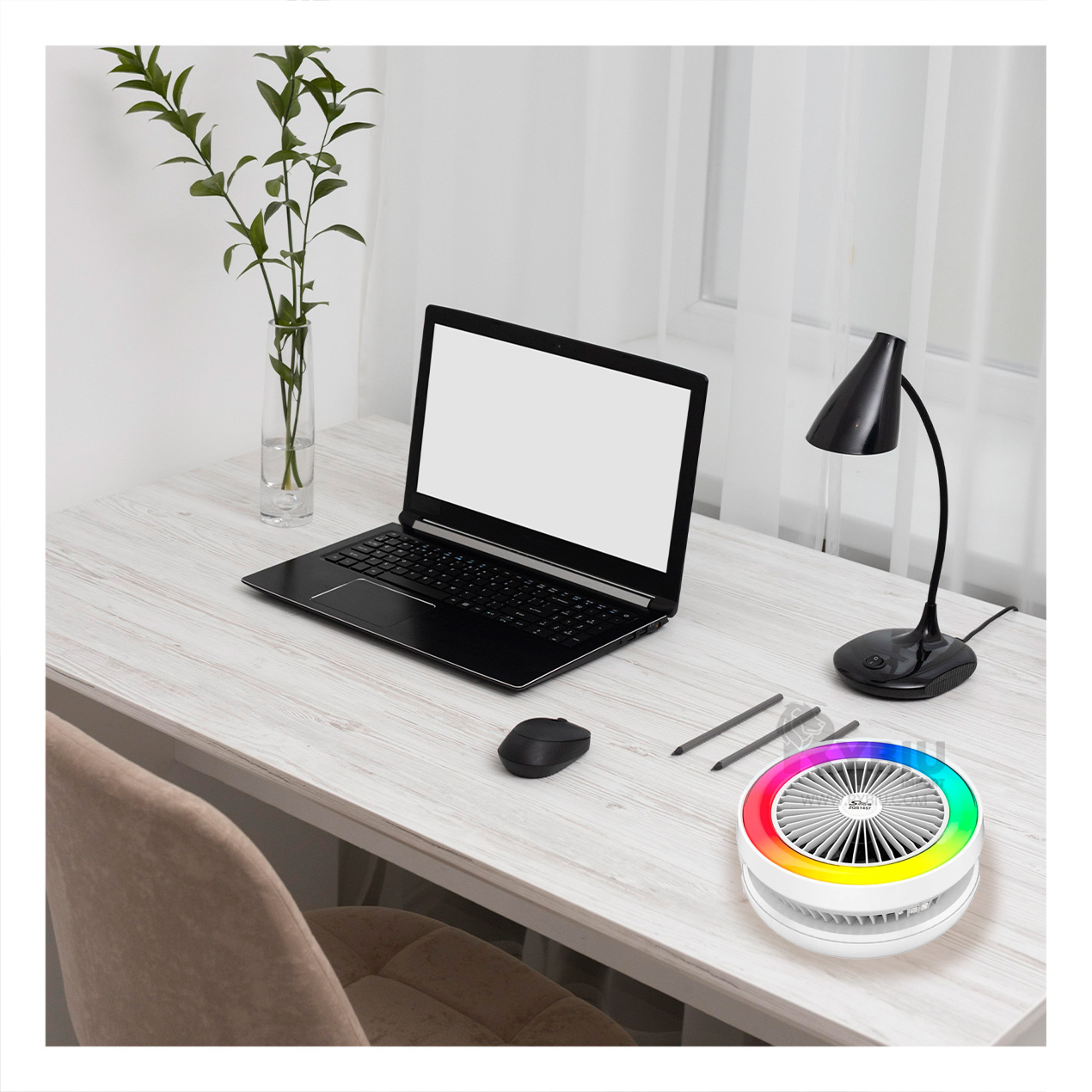 PARLANTE VENTILADOR PORTATIL RYBIU TE29439 ALTAVOZ REFRESCANTE SONIDO BLANCO + GIFT MINIAGENDA - 1