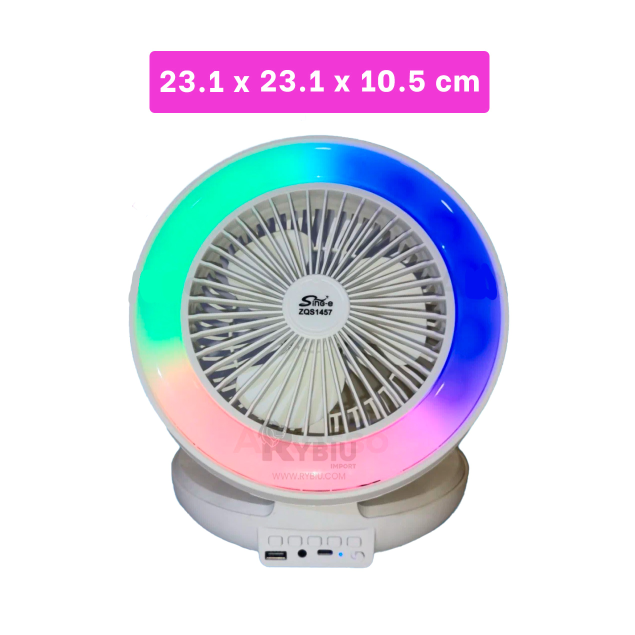 PARLANTE VENTILADOR PORTATIL RYBIU TE29439 ALTAVOZ REFRESCANTE SONIDO BLANCO + GIFT MINIAGENDA - 5
