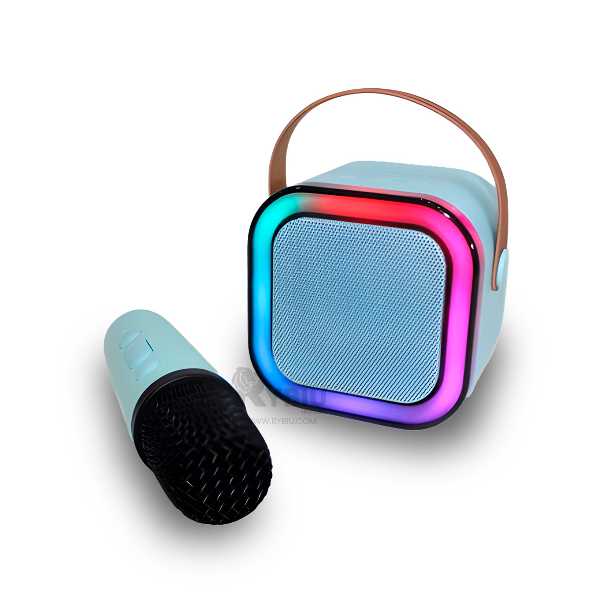 PARLANTE BLUETOOTH RYBIU K12 MINI ALTAVOZ MICROFONO CELESTE + REGALO LIGAS PEINAR - 3