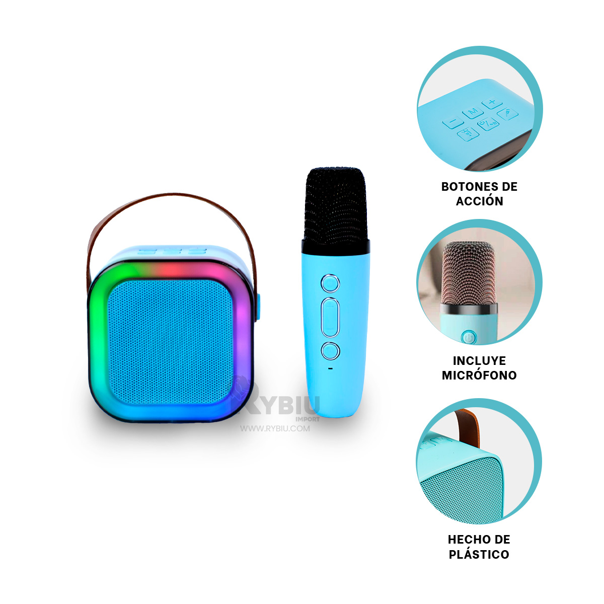 PARLANTE BLUETOOTH RYBIU K12 MINI BOCINA COLOR CELESTE + REGALO AGENDITA - 3