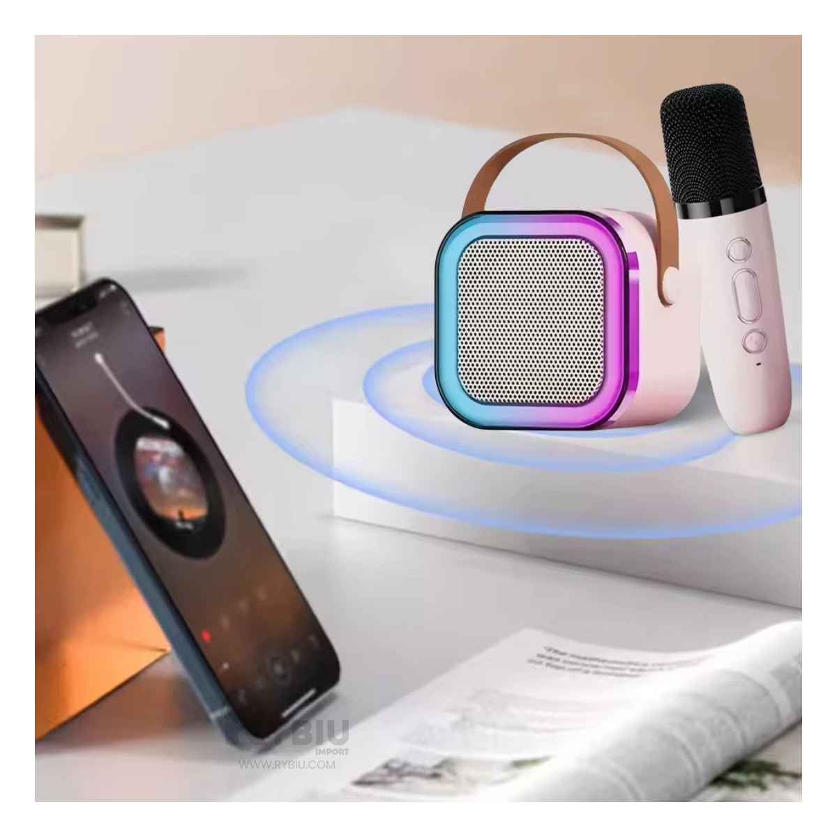 BOCINA RYBIU K12 MINI RECARGABLE EN COLOR BEIGE + GIFT STICKERS - 2