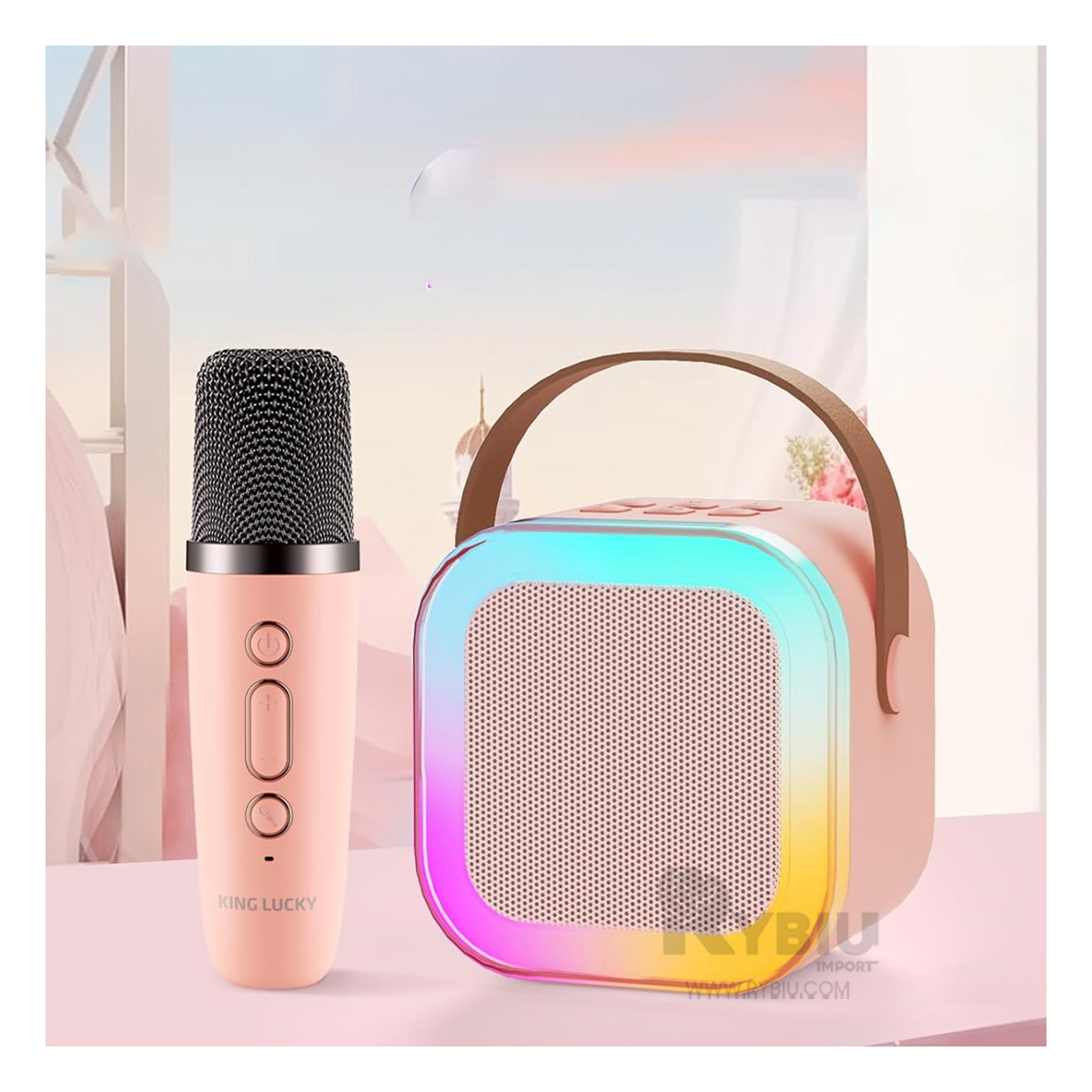 PARLANTE RYBIU K12 MINI PORTATIL BOCINA COLOR ROSADO + REGALO AGENDITA - 1