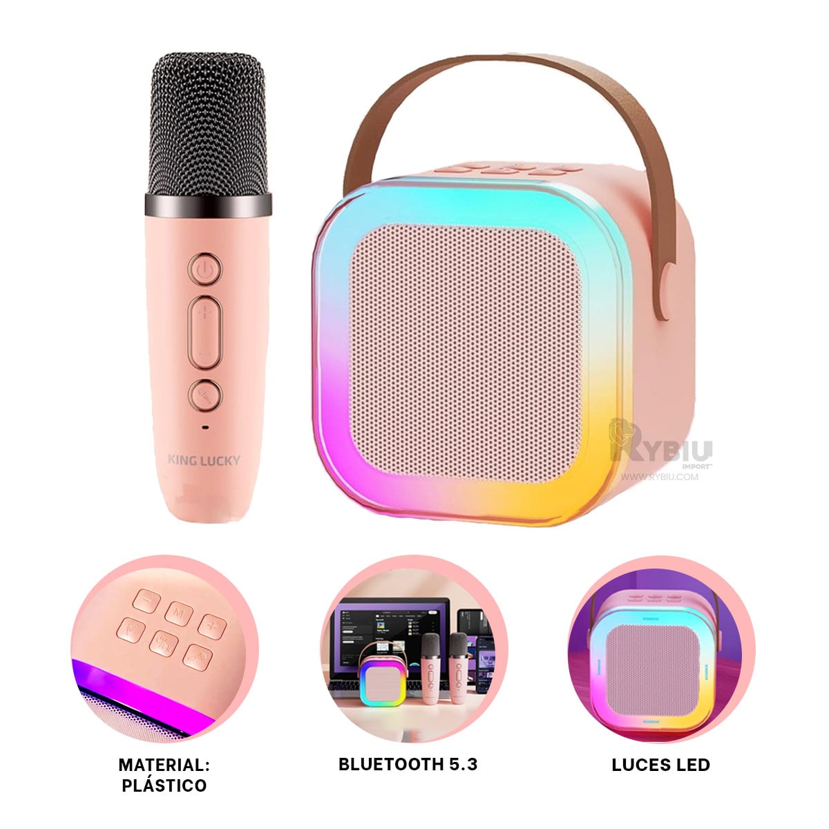 PARLANTE RYBIU K12 MINI PORTATIL BOCINA COLOR ROSADO + REGALO AGENDITA - 2