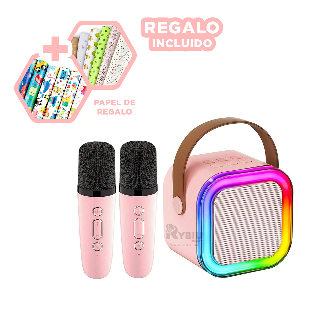 PARLANTE RYBIU K12 MINI PORTATIL BOCINA COLOR ROSADO + REGALO AGENDITA - 4