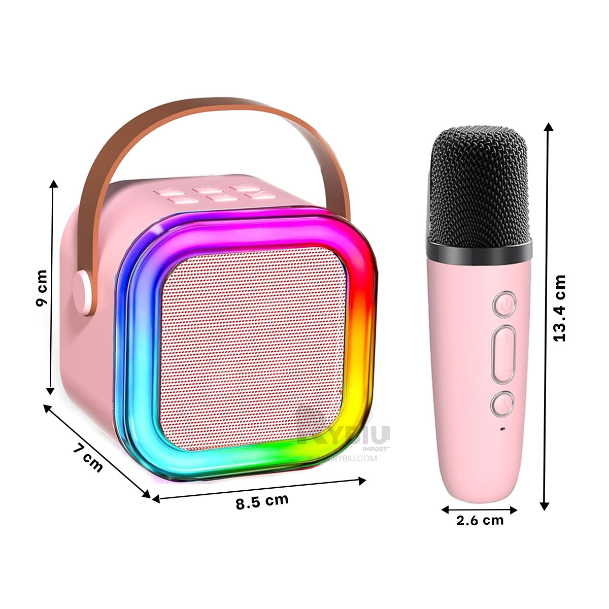 PARLANTE RYBIU K12 MINI PORTATIL BOCINA COLOR ROSADO + REGALO AGENDITA - 5
