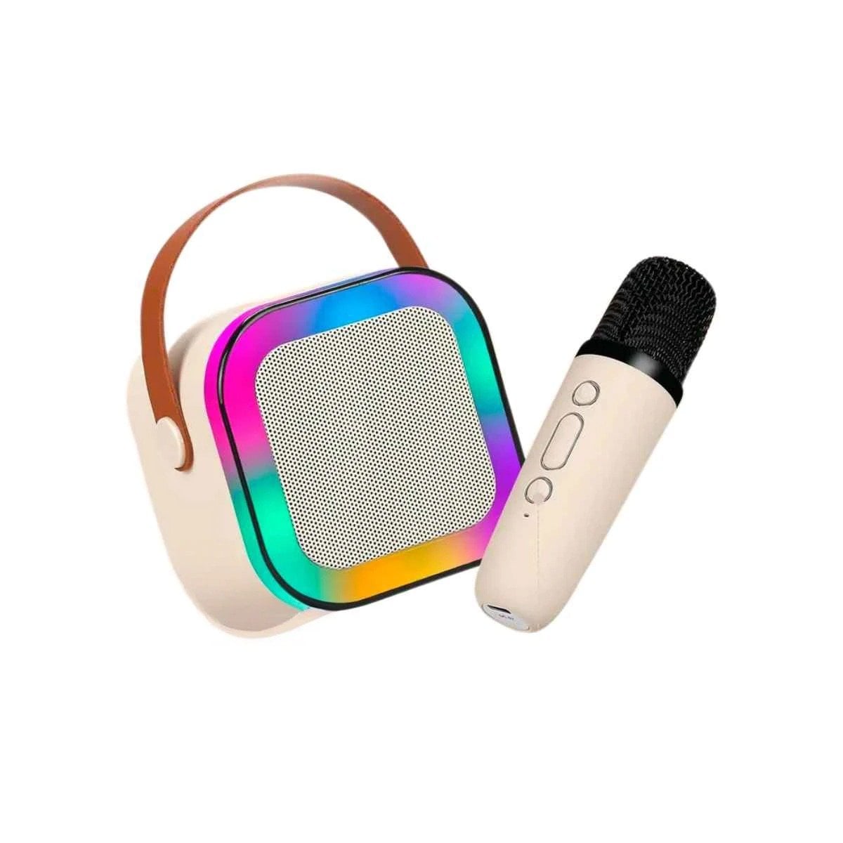 PARLANTE RYBIU K12 MINI KARAOKE EN COLOR BEIGE + REGALO STICKERS - 3