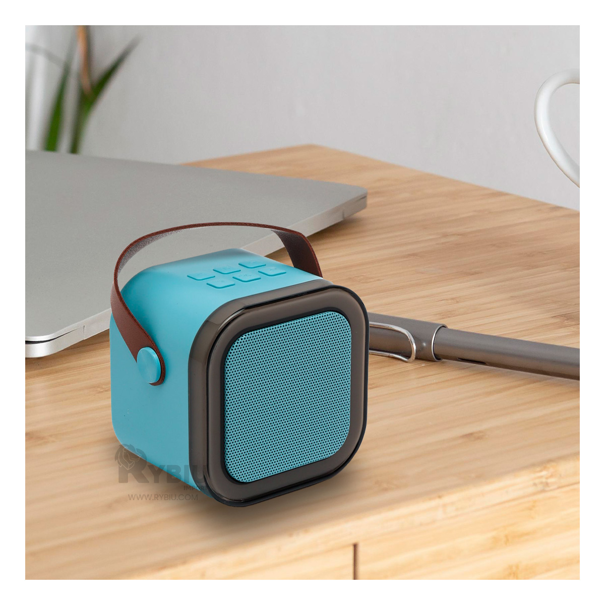 PARLANTE BLUETOOTH RYBIU K12 MINI DIFUSOR SONIDO POTENTE CELESTE + BANDERITAS ADHESIVAS - 3