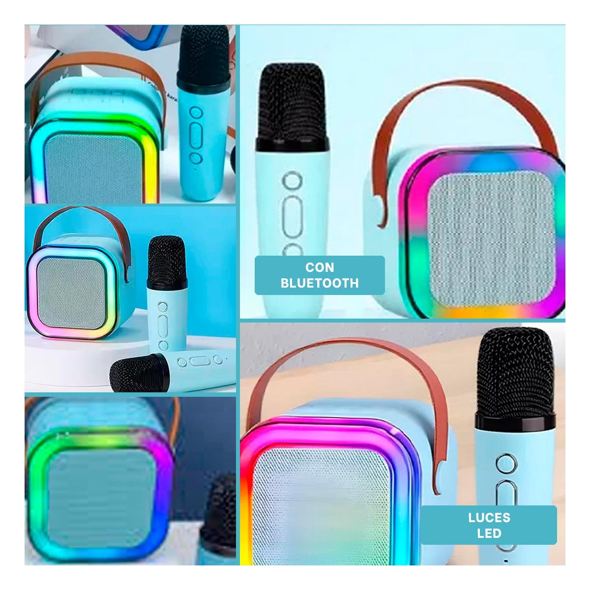 PARLANTE BLUETOOTH RYBIU K12 MINI ALTAVOZ COMPACTO CELESTE + LIGAS REGALO - 5