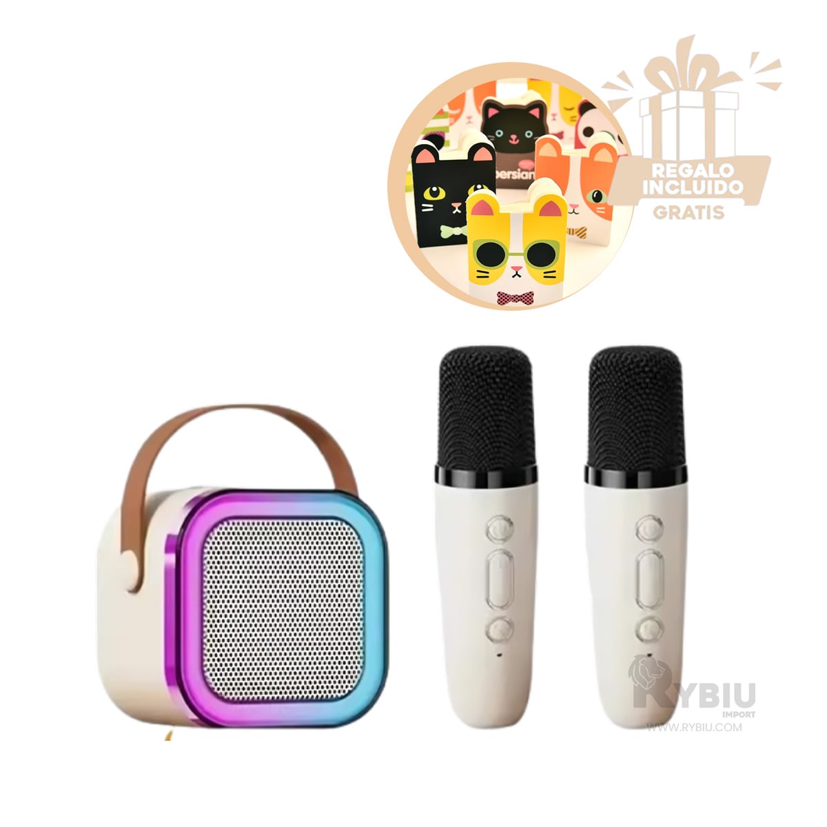 BOCINA RYBIU K12 MINI PORTATIL COLOR BEIGE + ENVOLTORIO REGALO - 2
